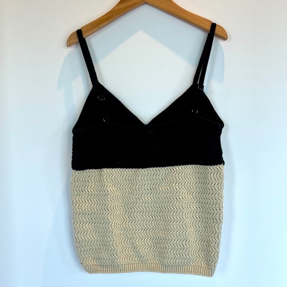 REFORMATION Cotton Knit Crochet Top in Black and Tan. Size M - Picture 3 of 6